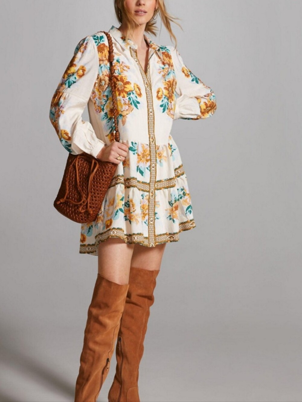 Anthropologie Panel Print Mini Shirtdress Size XS